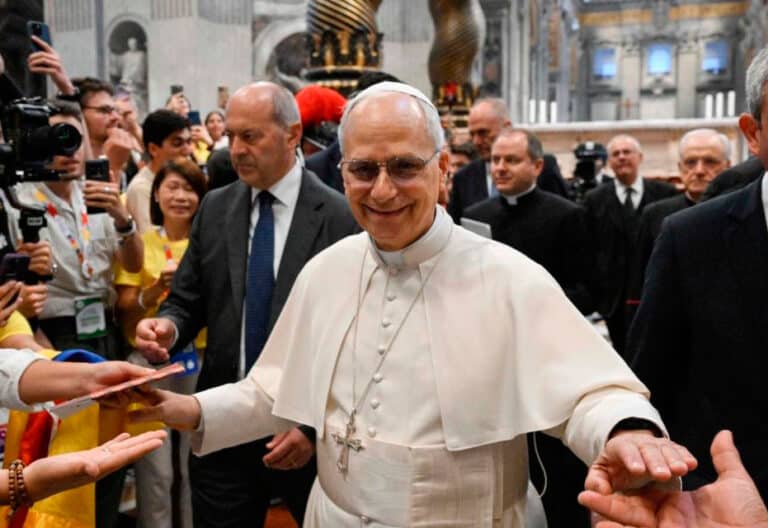 El papa León XIV en su encuentro con los influencers católicos