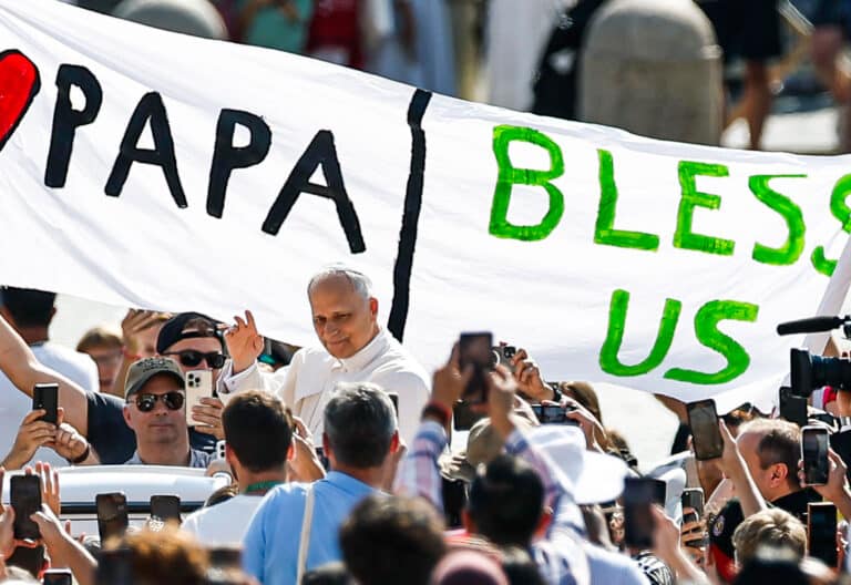 El papa León XIV durante la audiencia general