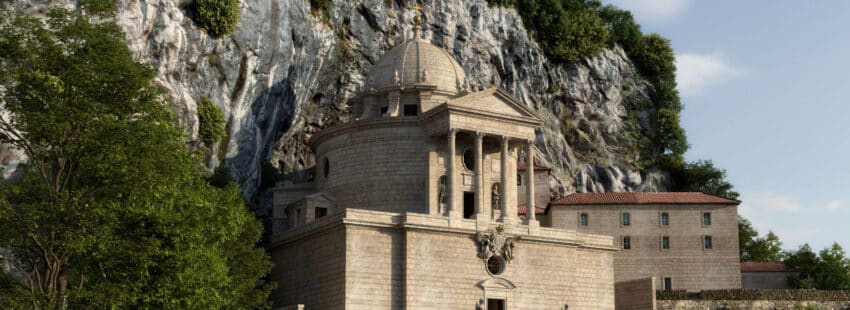 Exterior del proyecto del arquitecto Ventura Rodríguez para el santuario de Covadonga