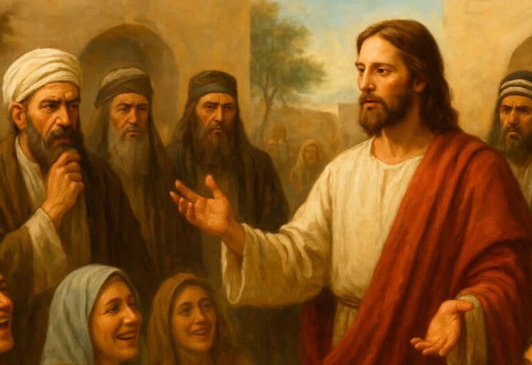 Jesús con su gente y los fariseos