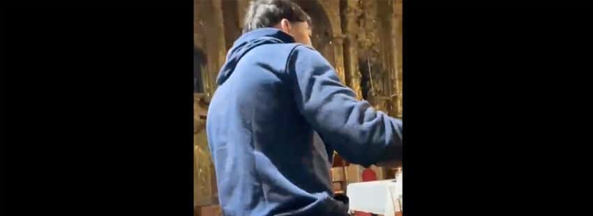 Un joven falangista intenta boicotear una oración de “acogida LGTBI+” (con denuncia al