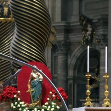 León XIV, durante el Te Deum de 2025