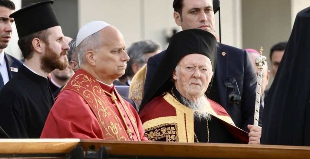 El papa Leo XIV y Bartholomew I, Patriarca Ecumenico de Constantinopla, en Nicea