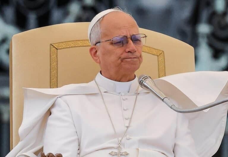 León XIV, durante la audiencia general