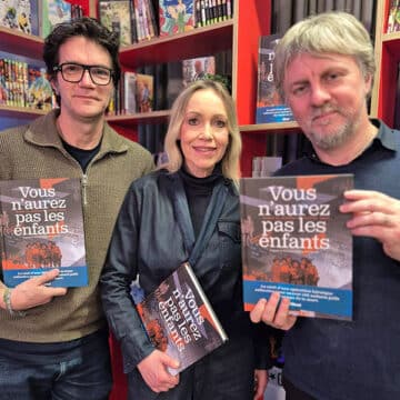 El ilustrador Olivier Balez, la historiadora Válerie Portheret y el guionista Arnaud Le Goüefflec