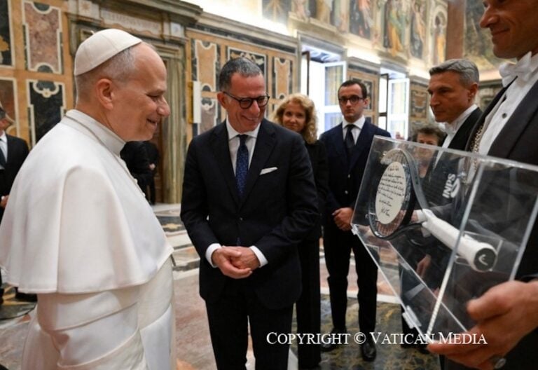 León XIV en su audiencia con el INPS. Foto: Vatican Media