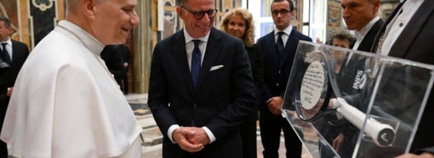 León XIV en su audiencia con el INPS. Foto: Vatican Media