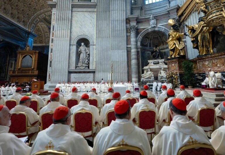 León XIV, durante la misa de inicio del consistorio de junio de 2026