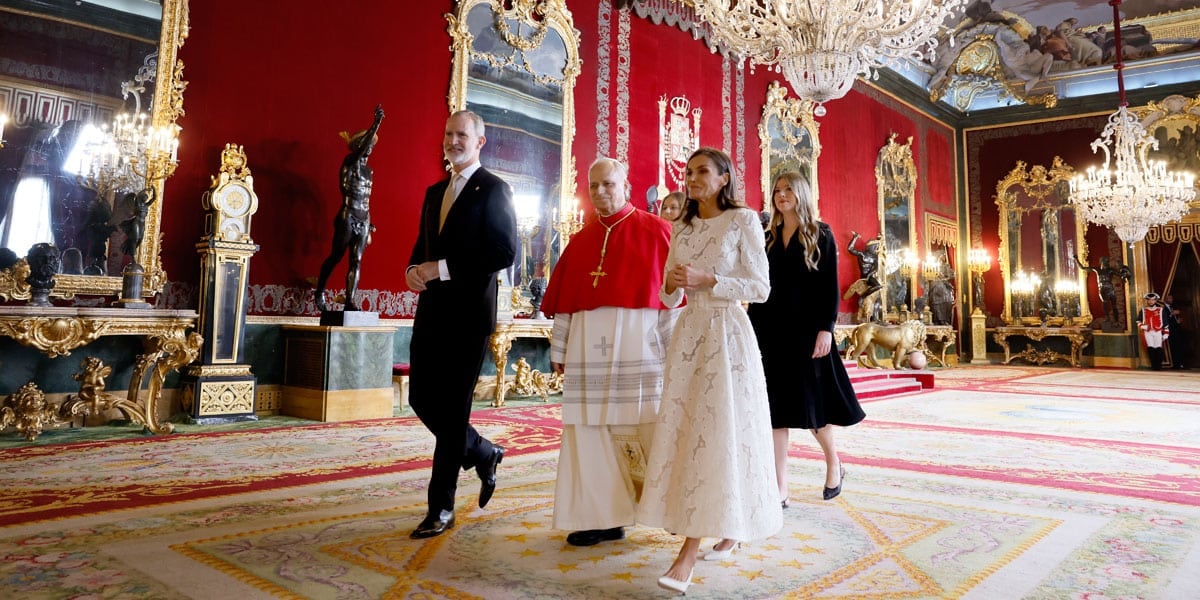 León XIV, con Felipe VI y Doña Letizia
