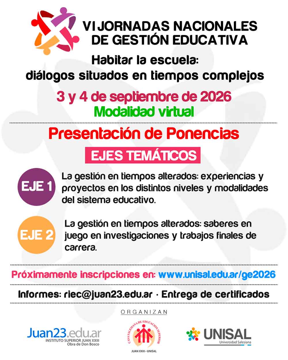 Jornadas Gestion Educativa Ejes Tematicos