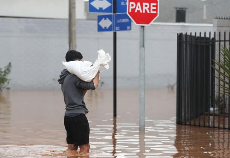 Un barrio de La Serena (Chile) inundado tras el temporal