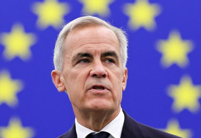 El primer ministro de Canadá, Mark Carney, durante su discurso en el Parlamento Europeo en Estrasburgo