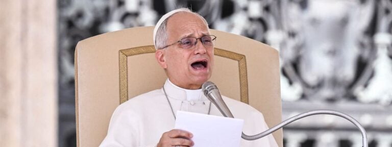 El papa León XIV, durante la audiencia general