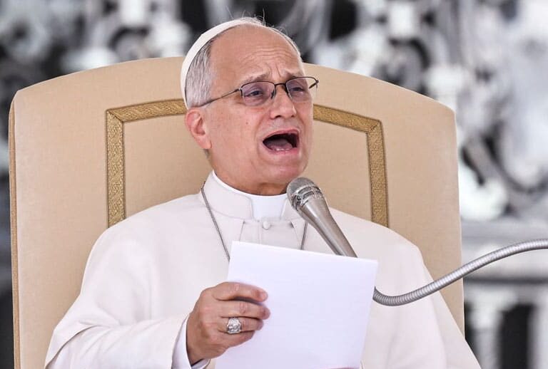 El papa León XIV, durante la audiencia general