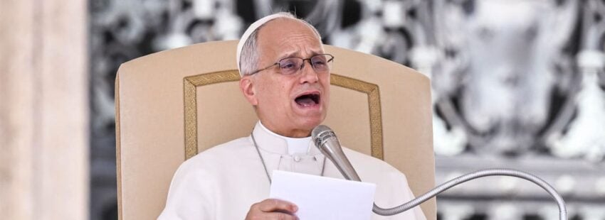 El papa León XIV, durante la audiencia general