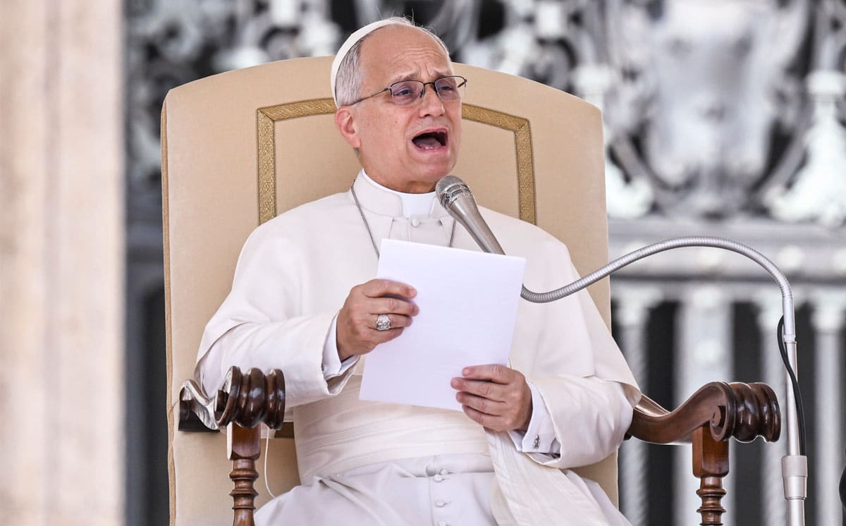 El papa León XIV, durante la audiencia general