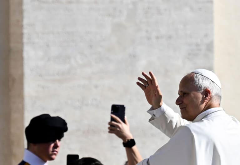 El papa León XIV, durante la audiencia general