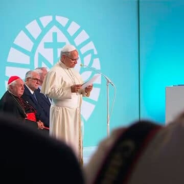 El papa León XIV, en el encuentro interreligioso en Metz