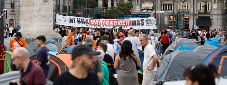 Protesta convocada por el Sindicato de Inquilinos en la Puerta del Sol