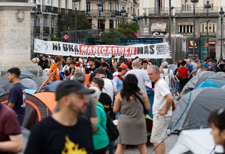 Protesta convocada por el Sindicato de Inquilinos en la Puerta del Sol